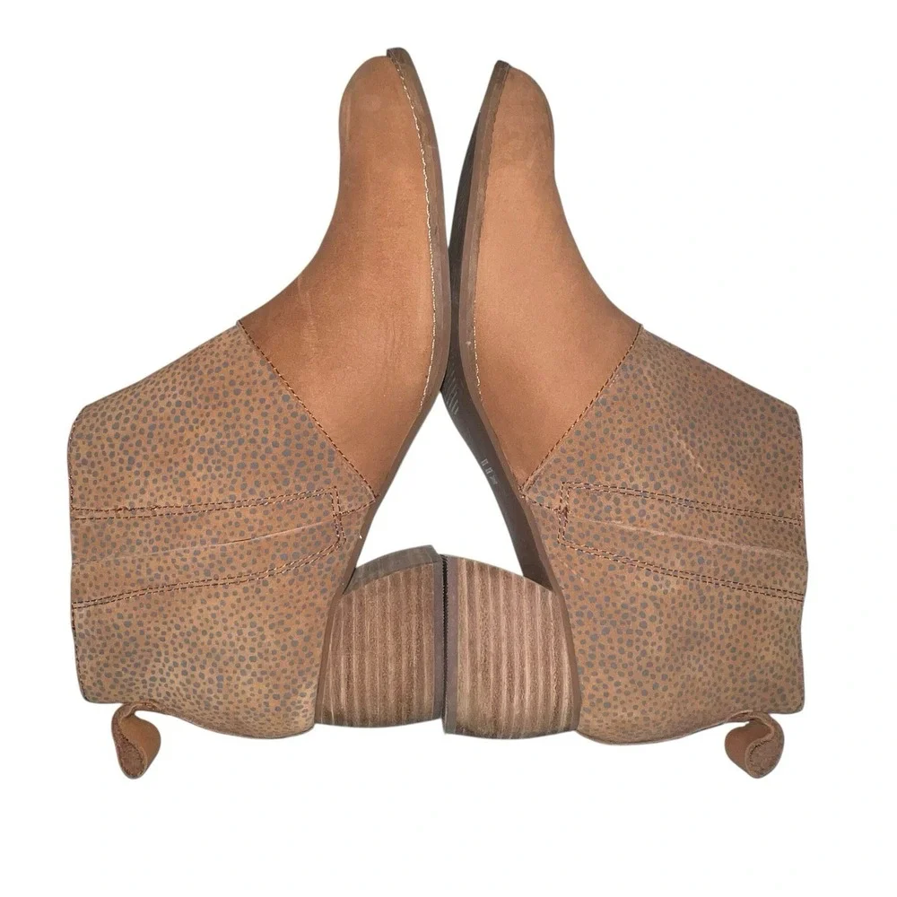 TOMS Leilani Cheetah Print Suede Ankle Booties Tan Block Heel‎ Women's Size 11